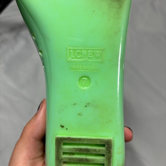 J. Crew Vintage Green And Black Rainy Day Bow Ballet Flats Rubber Jelly Shoes 7 - Picture 6 of 7